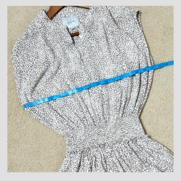 Rails Angelina Dress Sand Cheetah Shirred Waist Mini Dress Cap Sleeve Size XS - Picture 11 of 15